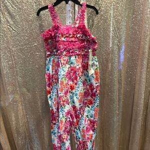 Bonnie Jean Pink Floral Ruffle Romper NWT